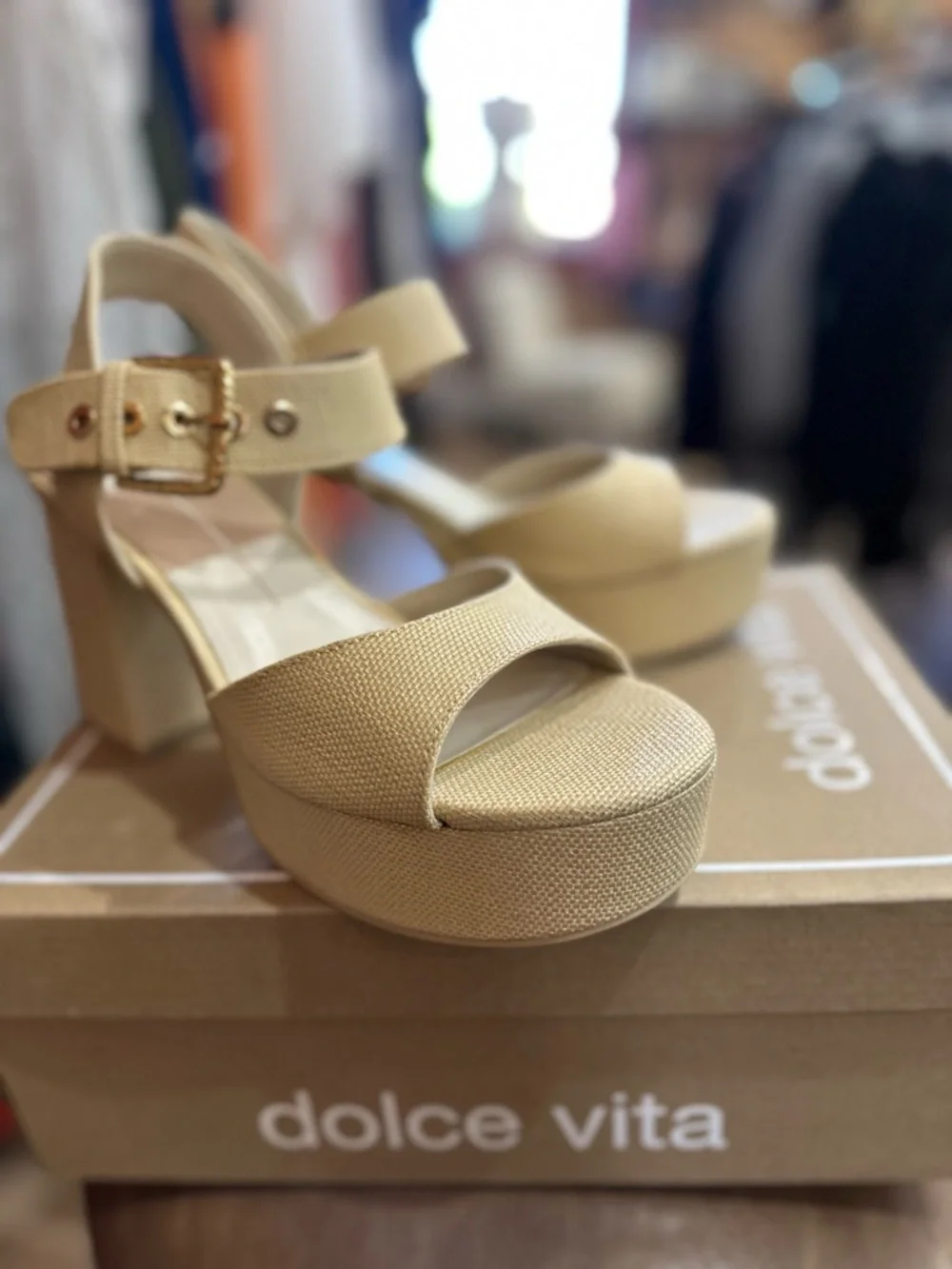 Dolce Vita Bobby Natural Raffia Platform Sandal with Ankle Strap NWT size 9.5 - Picture 4 of 8